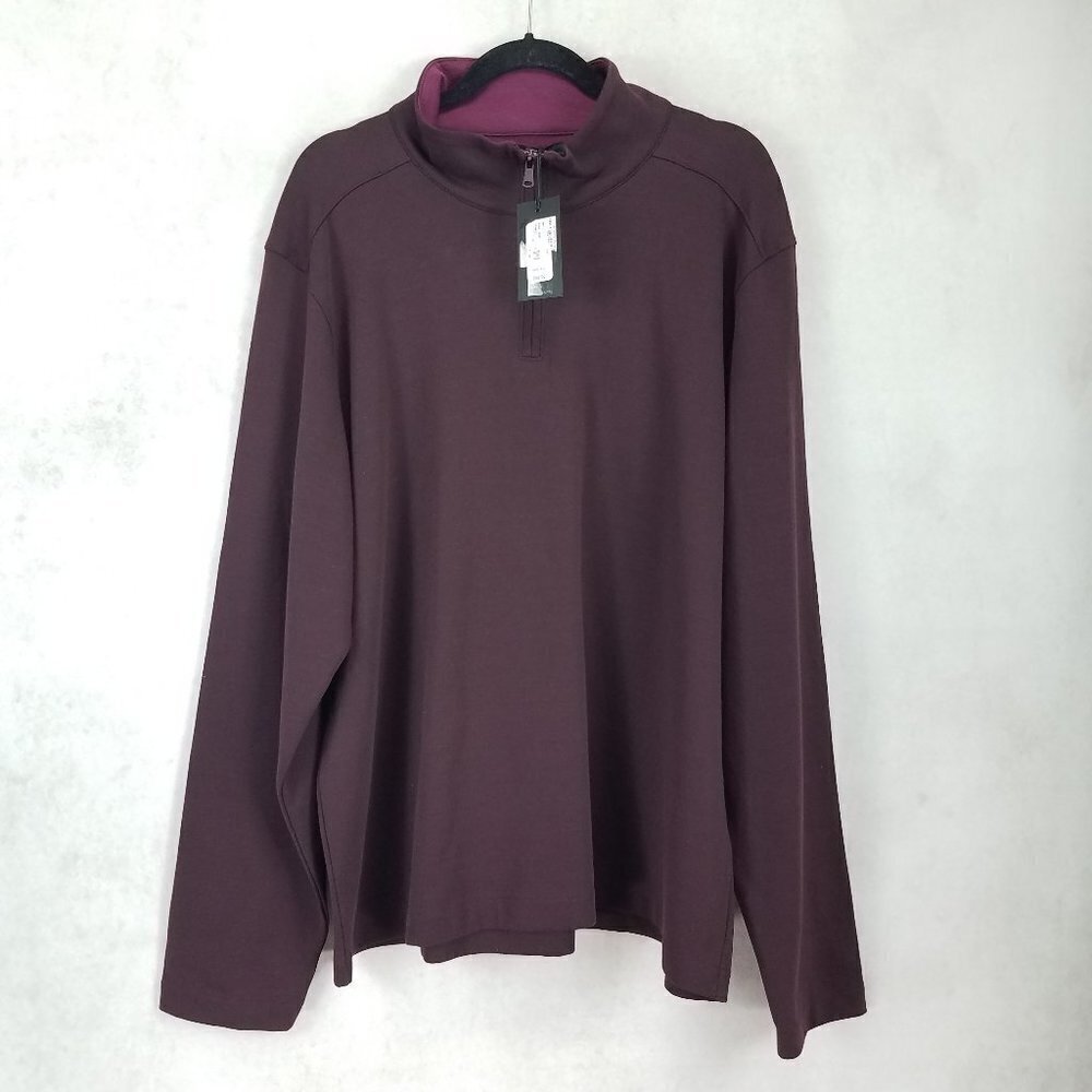 NWT Bonobos Pullover Sweater 1/4 Zip Mock Neck Knit Burgundy Red XXL Slim